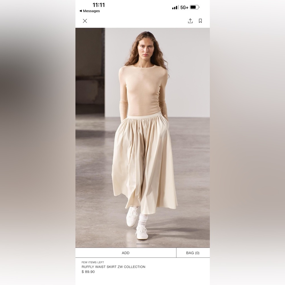 Zara ruffly waist skirt- new with tags